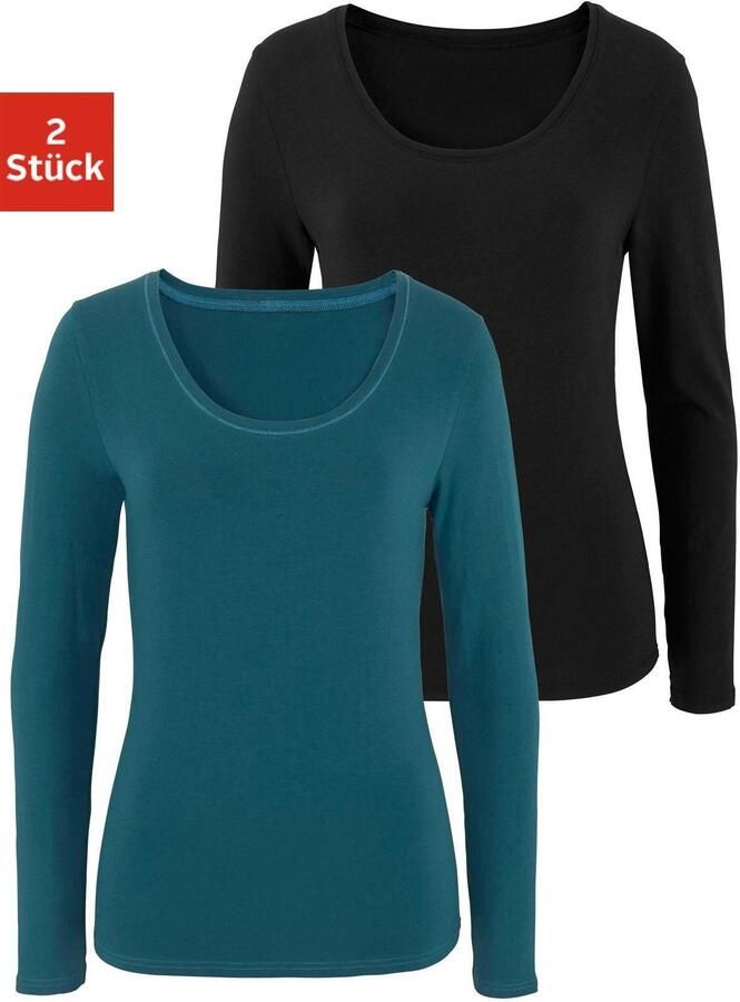 Vivance Shirt met lange mouwen Elastische katoenkwaliteit (Set van 2) - Foto 5