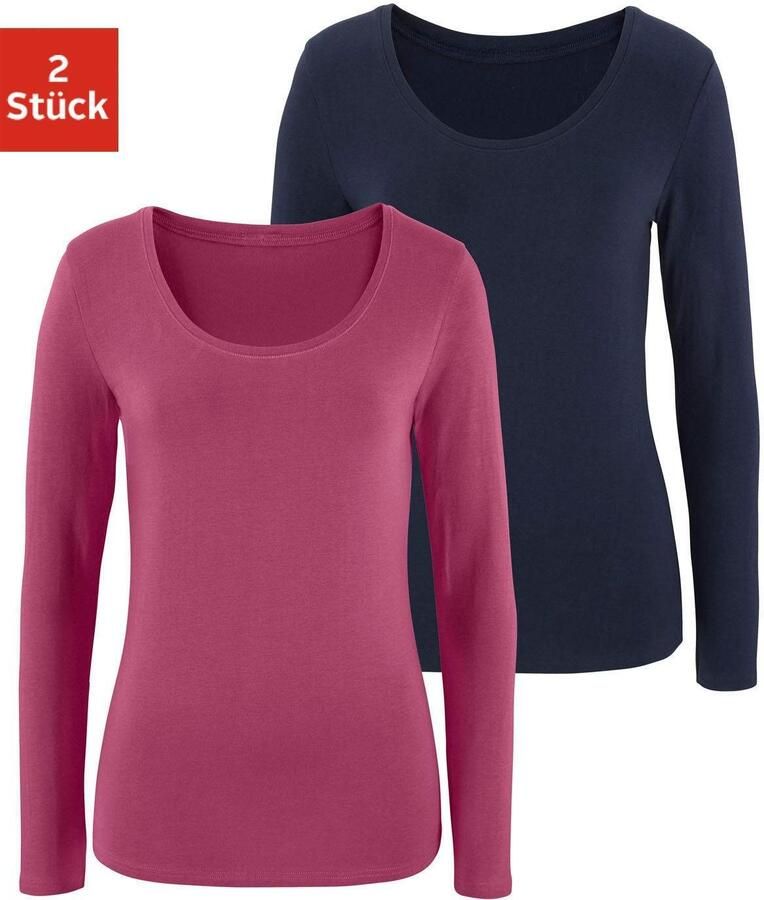 Vivance Shirt met lange mouwen Elastische katoenkwaliteit (Set van 2) - Foto 5