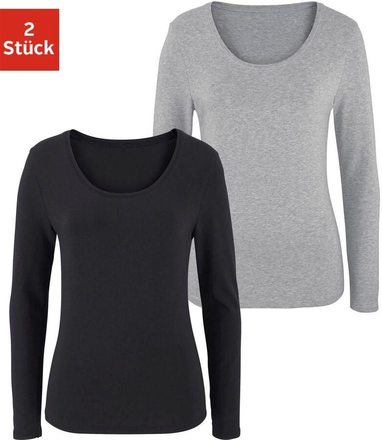 Vivance Shirt met lange mouwen Elastische katoenkwaliteit (Set van 2) - Foto 6