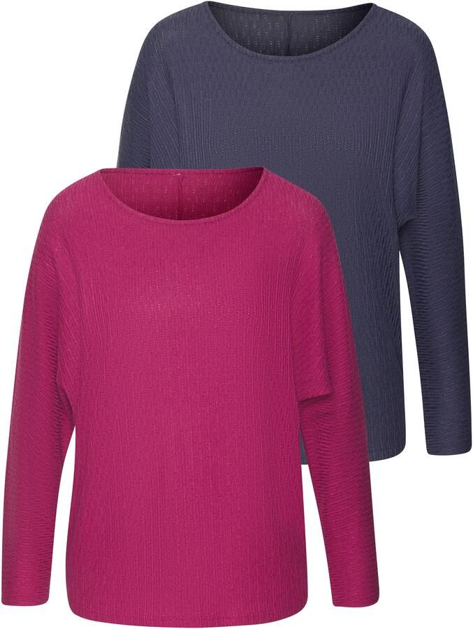 Vivance Shirt met lange mouwen In modieuze structuur-look van onderhoudsvriendelijke breikwaliteit met viscose (Set van 2) - Foto 5