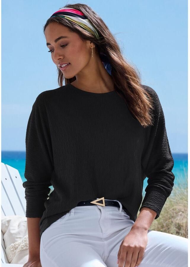 Vivance Shirt met lange mouwen In modieuze structuur-look van onderhoudsvriendelijke breikwaliteit met viscose (Set van 2)