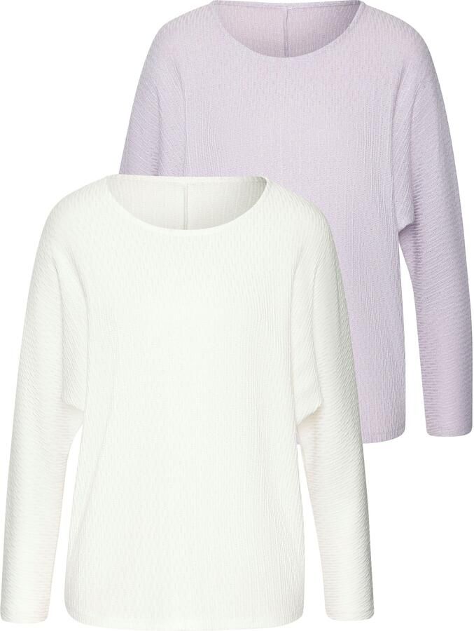 Vivance Shirt met lange mouwen In modieuze structuur-look van onderhoudsvriendelijke breikwaliteit met viscose (Set van 2) - Foto 3