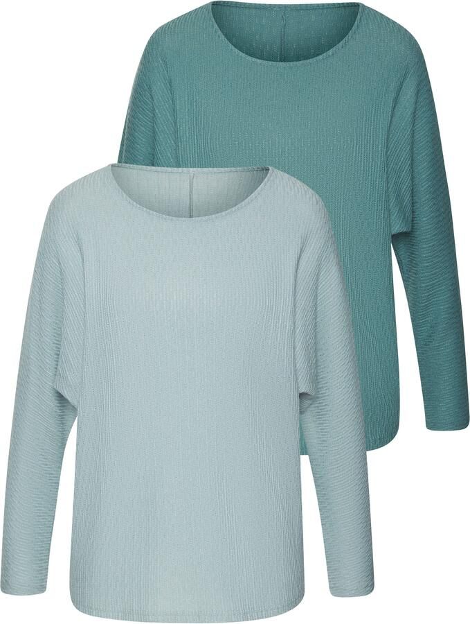 Vivance Shirt met lange mouwen In modieuze structuur-look van onderhoudsvriendelijke breikwaliteit met viscose (Set van 2) - Foto 4