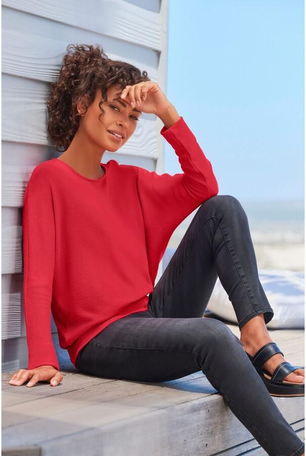 Vivance Shirt met lange mouwen Met brede tailleband van gestructureerd fijn breiwerk met viscose - Foto 4