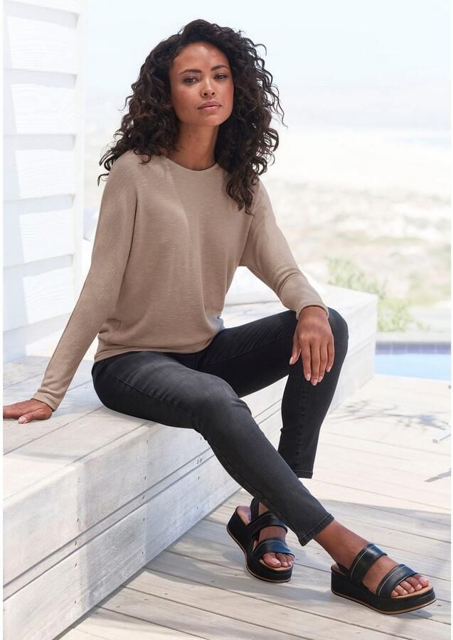 Vivance Shirt met lange mouwen Met brede tailleband van gestructureerd fijn breiwerk met viscose - Foto 3