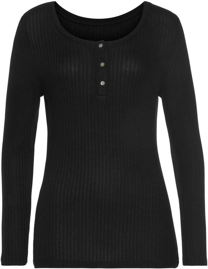 Vivance Shirt met lange mouwen Met korte knoopsluiting van zachte ribkwaliteit met viscose