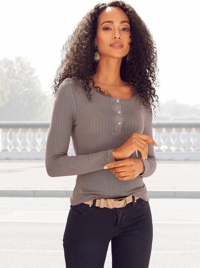 Vivance Shirt met lange mouwen Met korte knoopsluiting van zachte ribkwaliteit met viscose - Foto 4