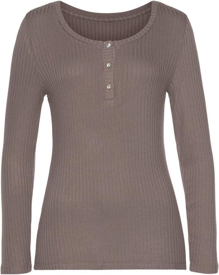 Vivance Shirt met lange mouwen Met korte knoopsluiting van zachte ribkwaliteit met viscose