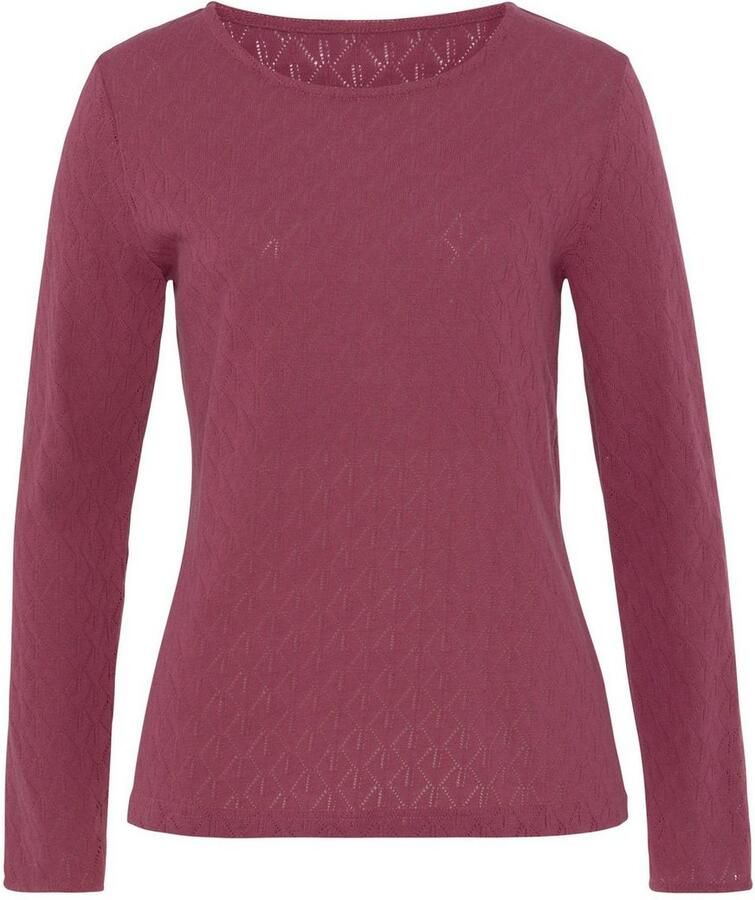 Vivance Shirt met lange mouwen Met modieus ajourpatroon (2-delig Set van 2)