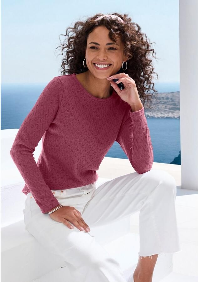 Vivance Shirt met lange mouwen Met modieus ajourpatroon (1-delig) - Foto 4