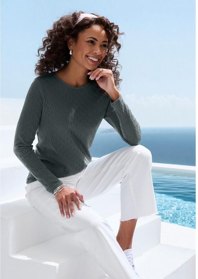 Vivance Shirt met lange mouwen Met modieus ajourpatroon (1-delig) - Foto 3