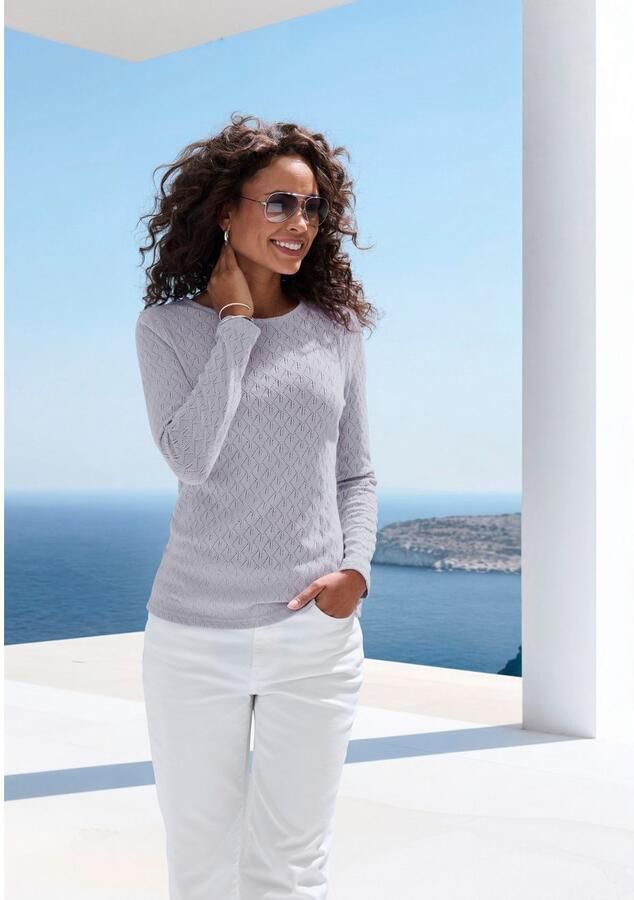 Vivance Shirt met lange mouwen Met modieus ajourpatroon (1-delig) - Foto 3