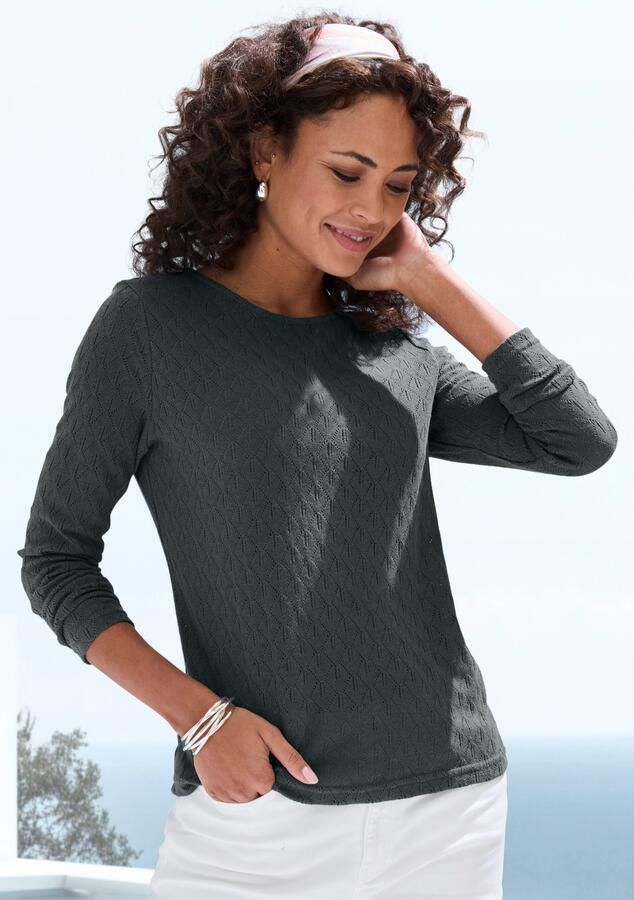 Vivance Shirt met lange mouwen Met modieus ajourpatroon (1-delig) - Foto 4