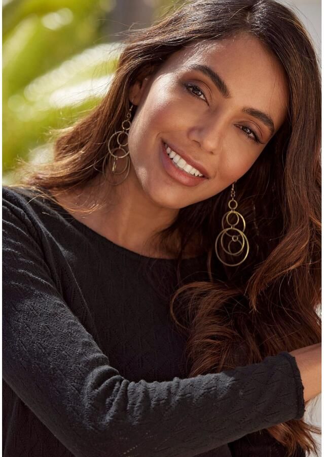 Vivance Shirt met lange mouwen Met modieus ajourpatroon (2-delig Set van 2) - Foto 2