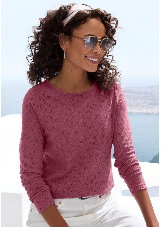 Vivance Shirt met lange mouwen Met modieus ajourpatroon (1-delig) - Foto 2