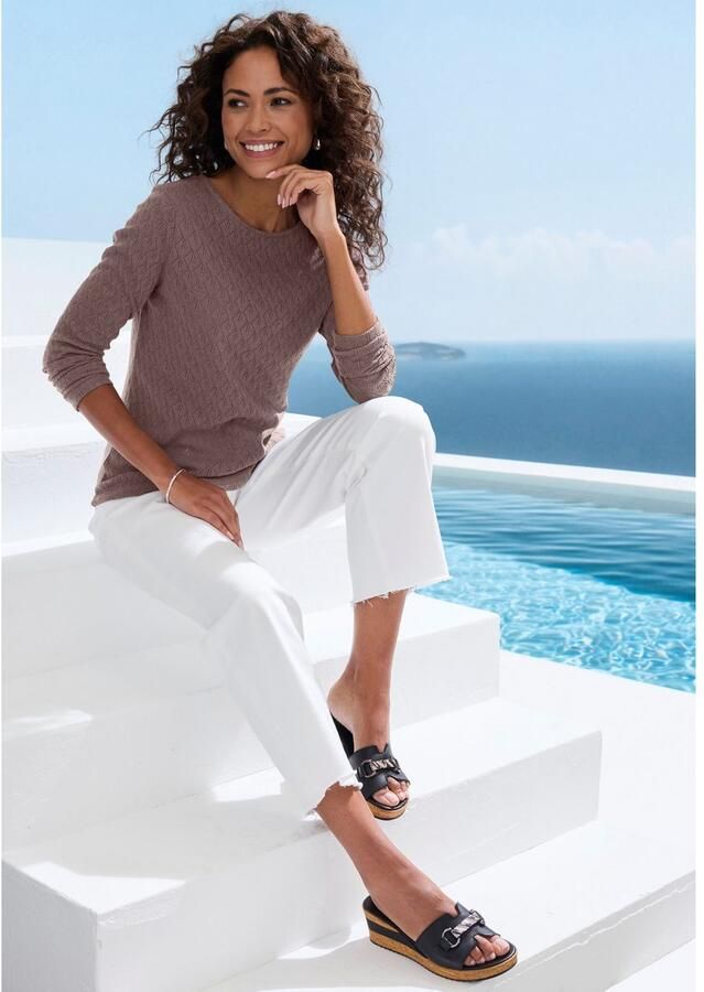 Vivance Shirt met lange mouwen Met modieus ajourpatroon (2-delig Set van 2) - Foto 4