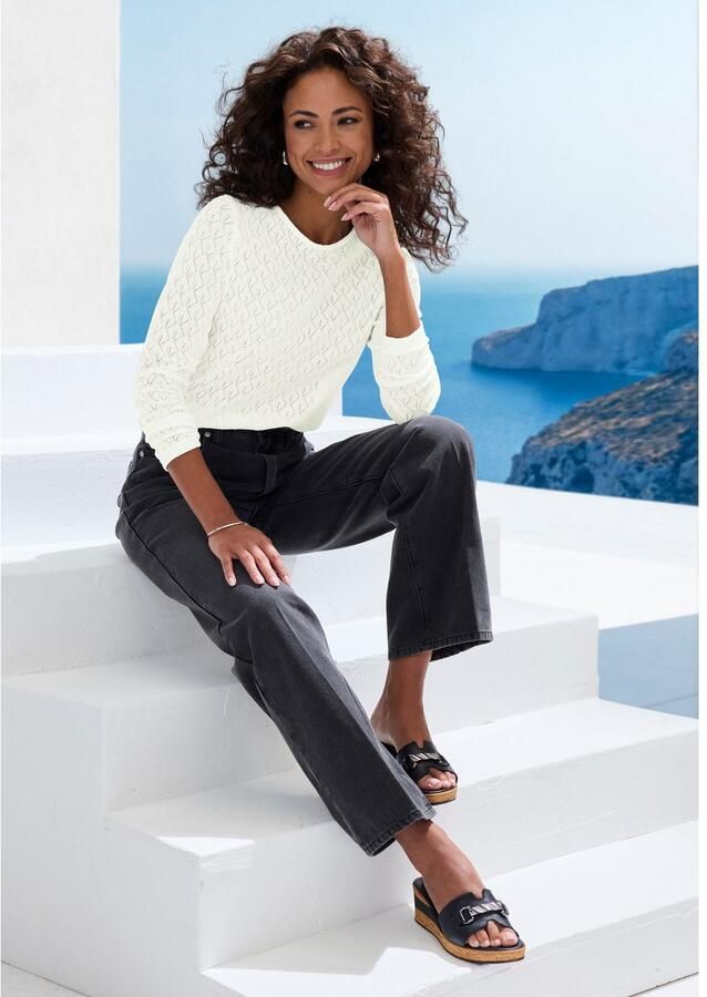 Vivance Shirt met lange mouwen Met modieus ajourpatroon (2-delig Set van 2) - Foto 4