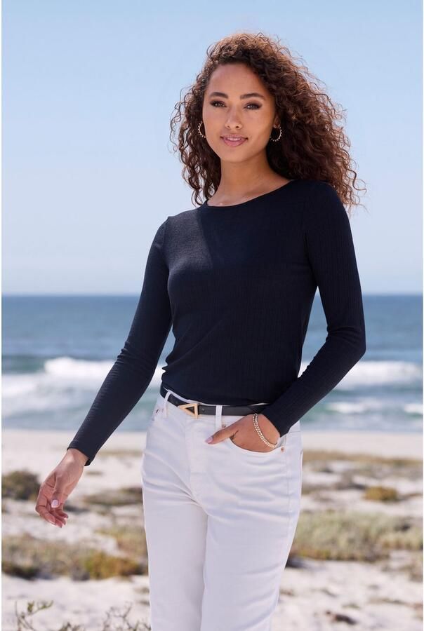 Vivance Shirt met lange mouwen Met modieuze ribstructuur gemaakt van soepelvallende kwaliteit met viscose - Foto 3