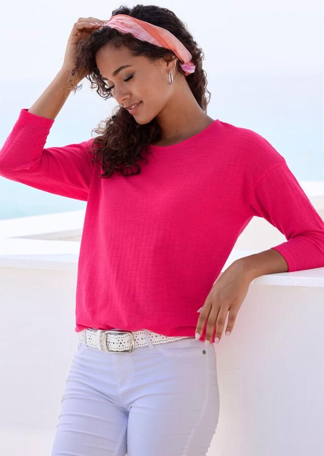 Vivance Shirt met lange mouwen Met modieuze structuur van kreukvrije kwaliteit met katoen - Foto 4