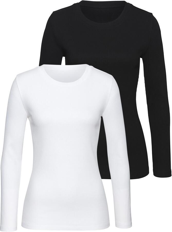 Vivance Shirt met lange mouwen Van modieus ribmateriaal (Set van 2) - Foto 7