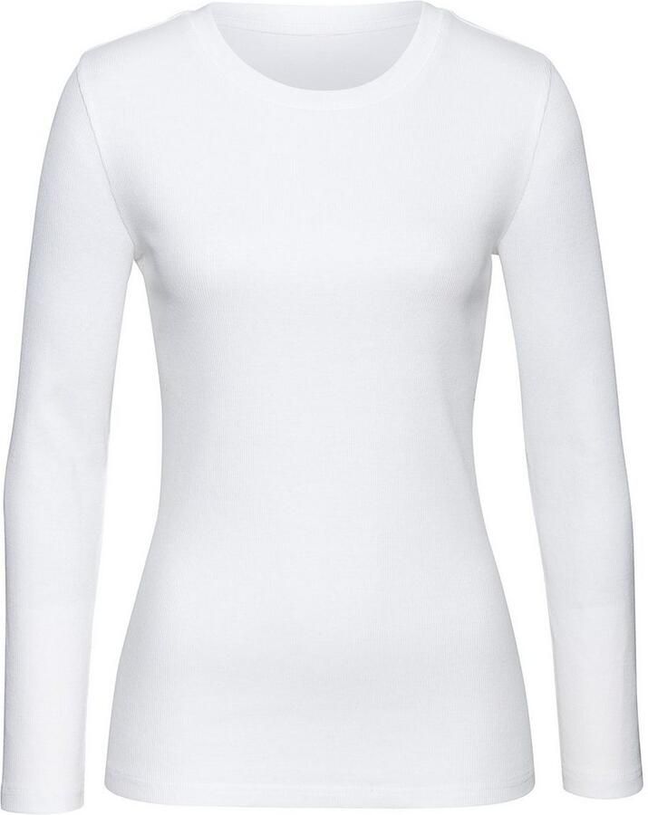 Vivance Shirt met lange mouwen Van modieus ribmateriaal (Set van 2)