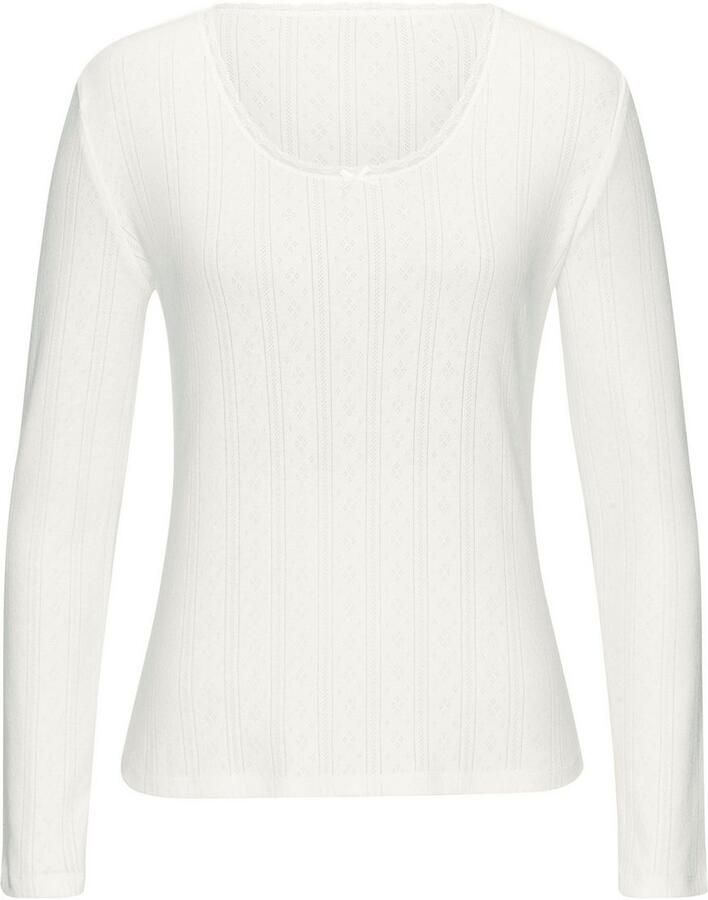 Vivance Shirt met lange mouwen van zacht pointelle-breisel met kant (Set van 2) - Foto 2