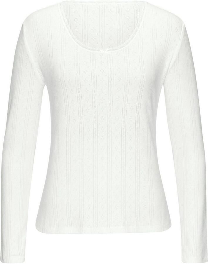 Vivance Shirt met lange mouwen van zacht pointelle-breisel met kant (Set van 2) - Foto 2