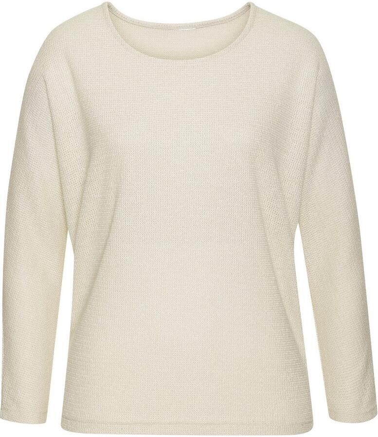 Vivance Shirt met lange mouwen Van zachte structuurbreiwerk gemaakt van kreukvrij materiaal