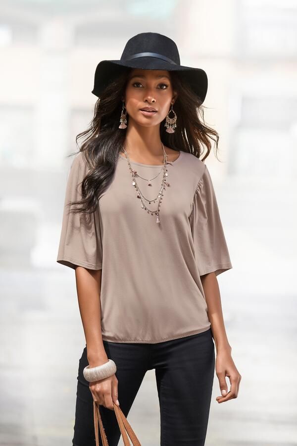 Vivance Shirt met ronde hals Met fijne plooi aan de mouwen - Foto 4