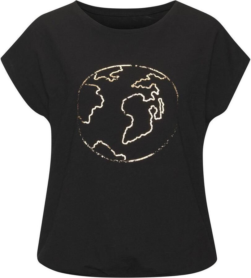 Vivance Shirt met ronde hals Met goudkleurige glanzende frontprint (1-delig)