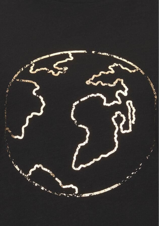 Vivance Shirt met ronde hals Met goudkleurige glanzende frontprint (1-delig) - Foto 3