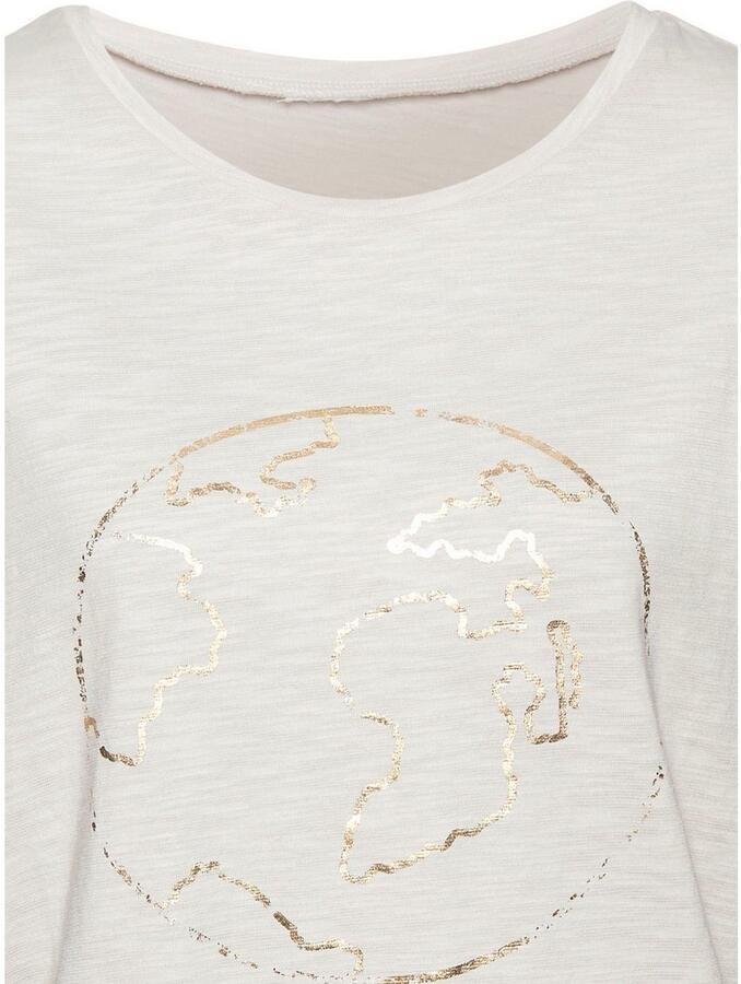 Vivance Shirt met ronde hals Met goudkleurige glanzende frontprint (1-delig) - Foto 2