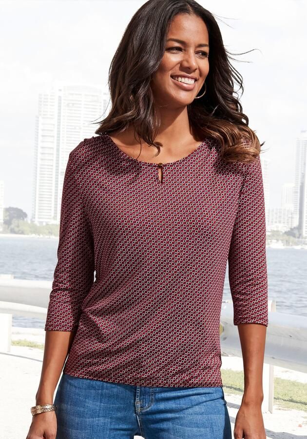 Vivance Shirt met ronde hals Met goudkleurige sierknop bij de hals - Foto 6