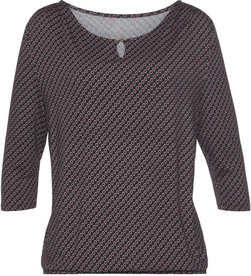 Vivance Shirt met ronde hals Met goudkleurige sierknop bij de hals