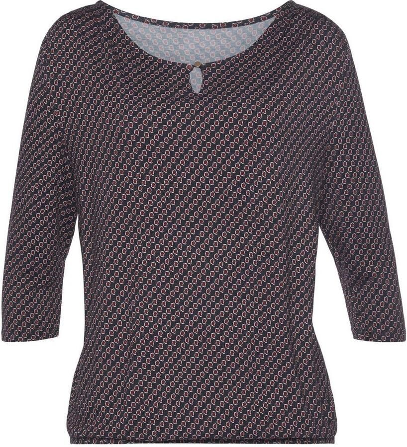 Vivance Shirt met ronde hals Met goudkleurige sierknop bij de hals (Set van 2)