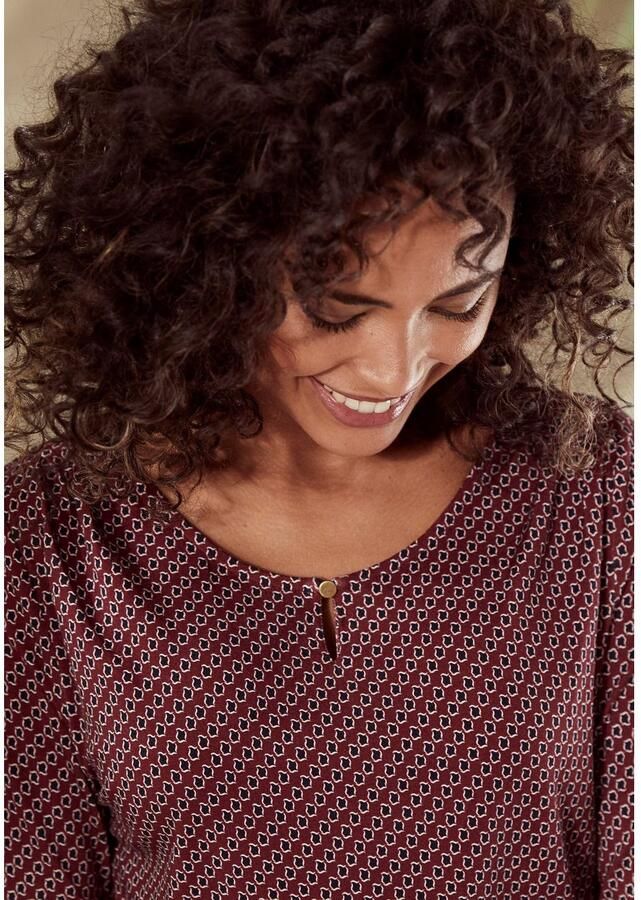 Vivance Shirt met ronde hals Met goudkleurige sierknop bij de hals (Set van 2) - Foto 2