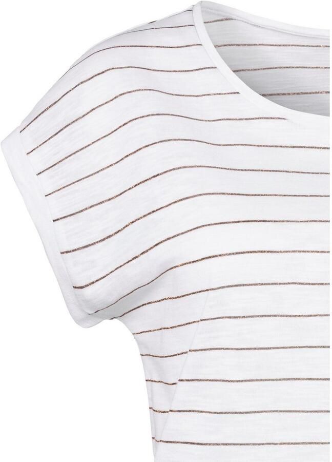 Vivance Shirt met ronde hals Met koperkleurige Lurex-strepen (Set van 2) - Foto 3