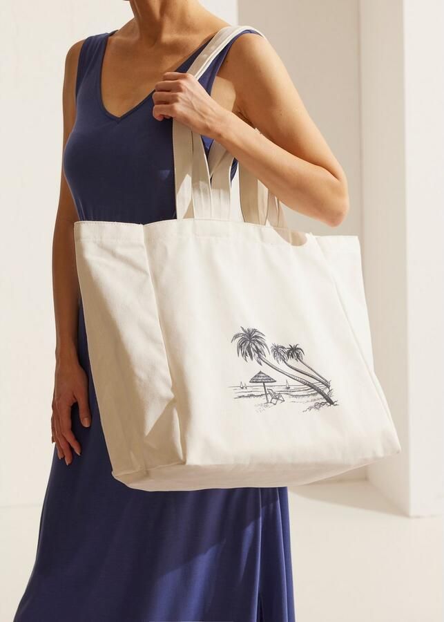 Vivance Shopper Strandtas Zomertas schoudertas badtas met palmenmotief VEGAN - Foto 4