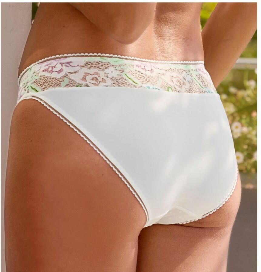 Vivance Slip met pastelkleurige florale jacquardkant en fancy mesh