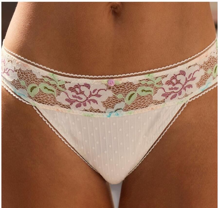 Vivance Slip met pastelkleurige florale jacquardkant en fancy mesh - Foto 2