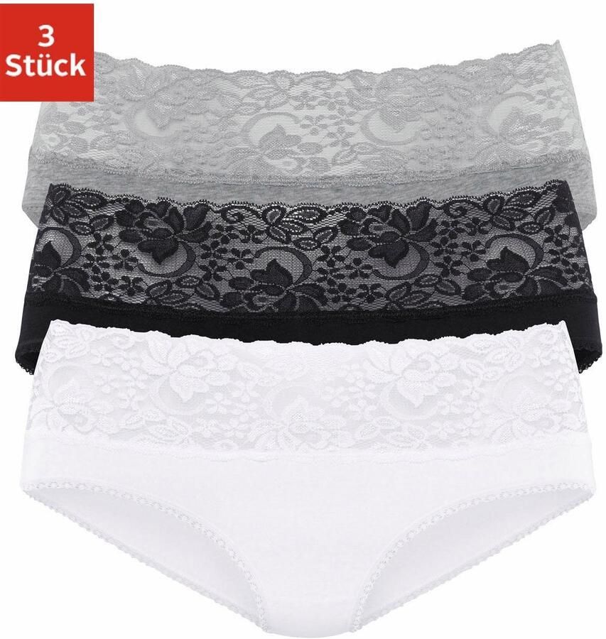 Vivance Slip van elastische katoen met florale kant (3 stuks) - Foto 5