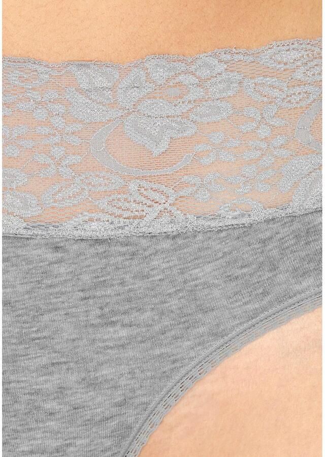 Vivance Slip van elastische katoen met florale kant (3 stuks)