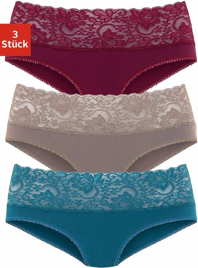 Vivance Slip van elastische katoen met florale kant (3 stuks) - Foto 5