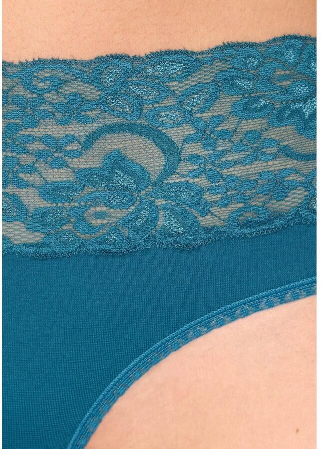 Vivance Slip van elastische katoen met florale kant (3 stuks)