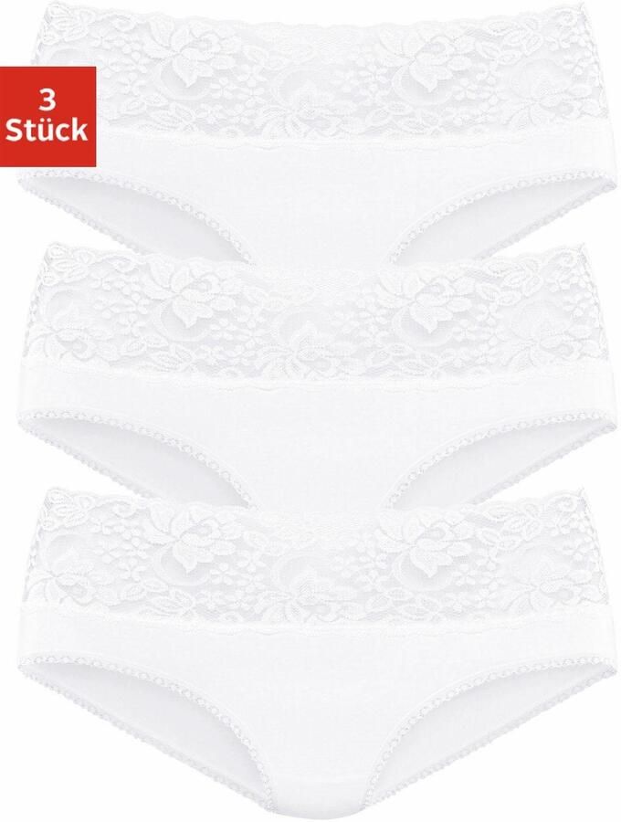 Vivance Slip van elastische katoen met florale kant (3 stuks) - Foto 5
