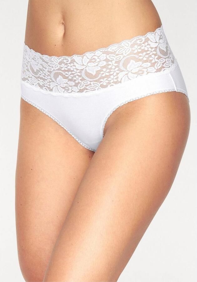 Vivance Slip van elastische katoen met florale kant (3 stuks) - Foto 3