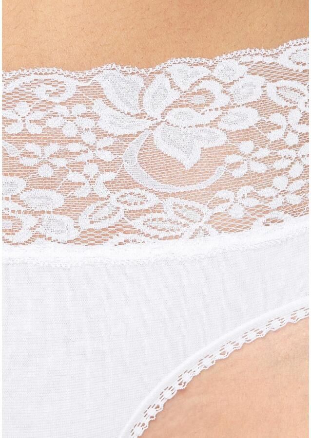 Vivance Slip van elastische katoen met florale kant (3 stuks)