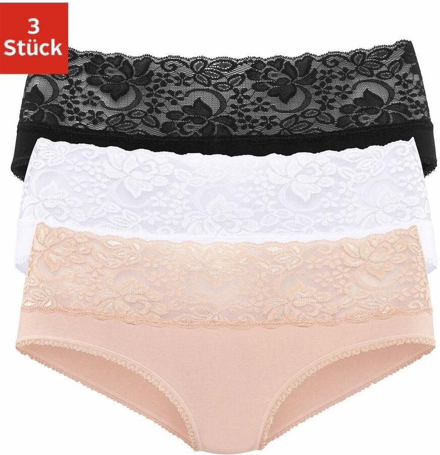 Vivance Slip van elastische katoen met florale kant (3 stuks) - Foto 5