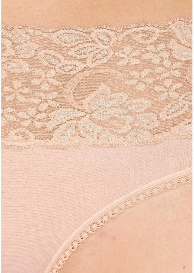 Vivance Slip van elastische katoen met florale kant (3 stuks)