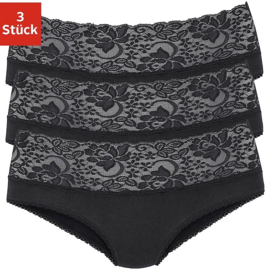 Vivance Slip van elastische katoen met florale kant (3 stuks) - Foto 4